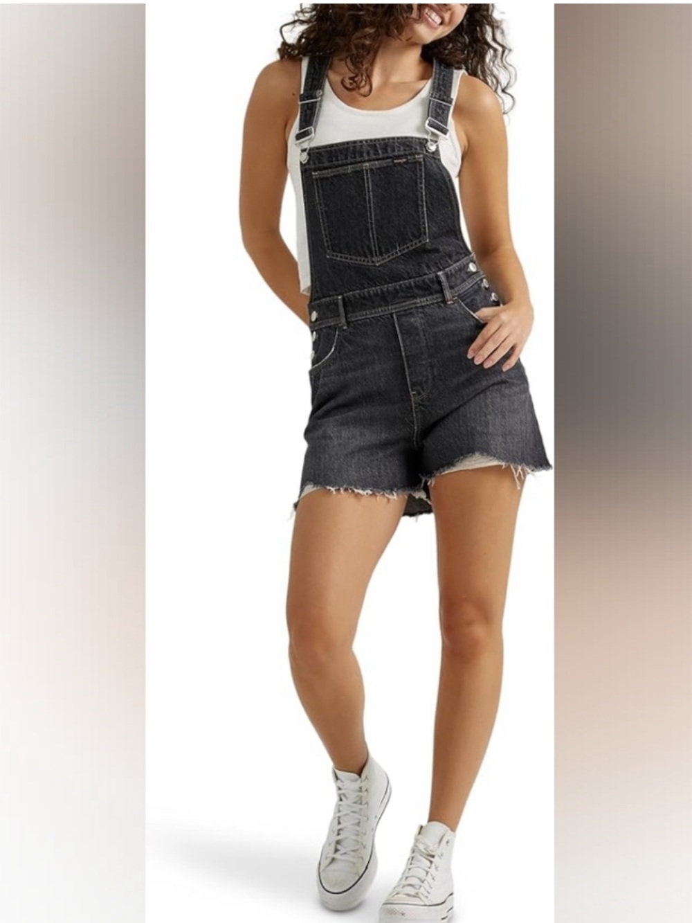 Wrangler Black Denim Short Overalls